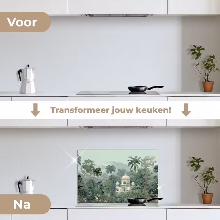 Spatscherm keuken - Tropische tuin - Koepelgebouw - Bloemen — 3