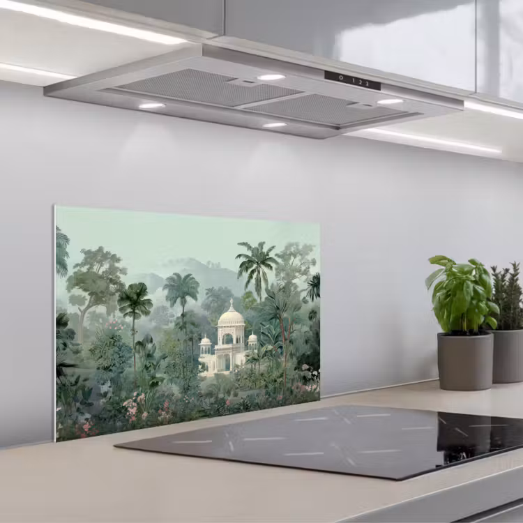 Spatscherm keuken - Tropische tuin - Koepelgebouw - Bloemen — 5