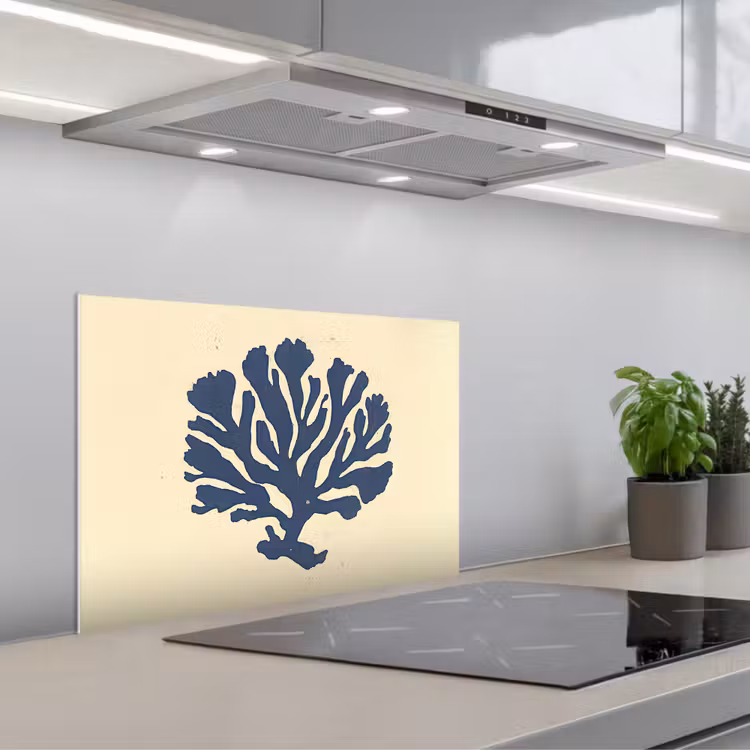 Spatscherm keuken - Blauw koraal - Vertakkingen - Beige — 5