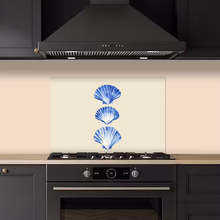 Spatscherm keuken - Schelpen - Blauw - Beige — 2