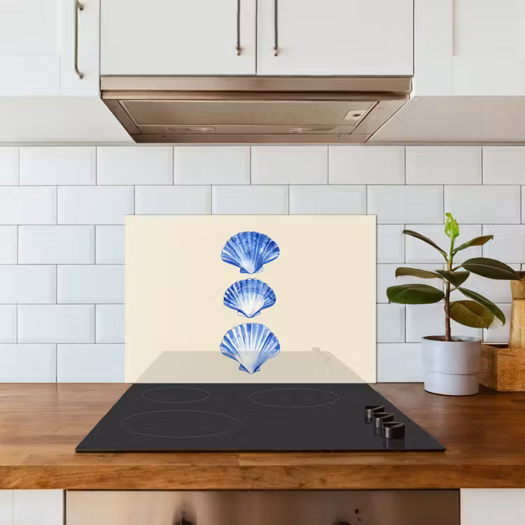 Spatscherm keuken - Schelpen - Blauw - Beige — 6