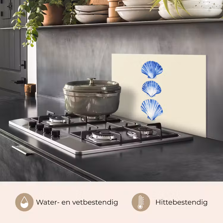 Spatscherm keuken - Schelpen - Blauw - Beige — 7