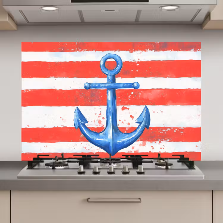 Spatscherm keuken - Anker - Verfspatten - Rood - Blauw — 1