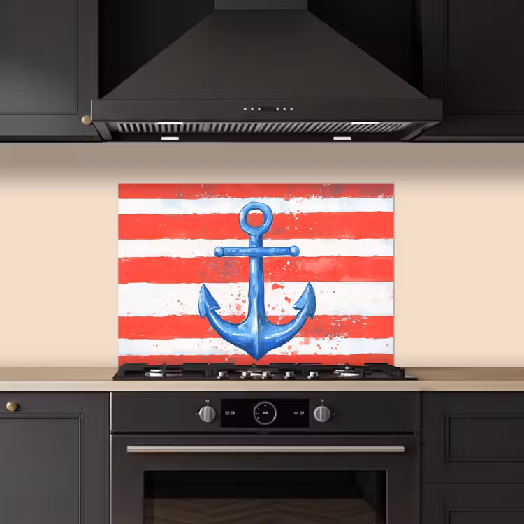 Spatscherm keuken - Anker - Verfspatten - Rood - Blauw — 2