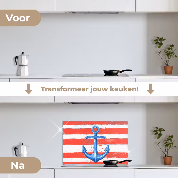 Spatscherm keuken - Anker - Verfspatten - Rood - Blauw — 3