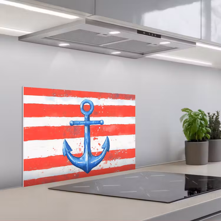 Spatscherm keuken - Anker - Verfspatten - Rood - Blauw — 5
