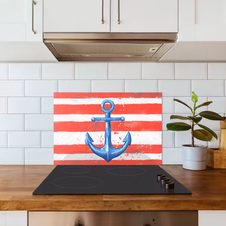Spatscherm keuken - Anker - Verfspatten - Rood - Blauw — 6