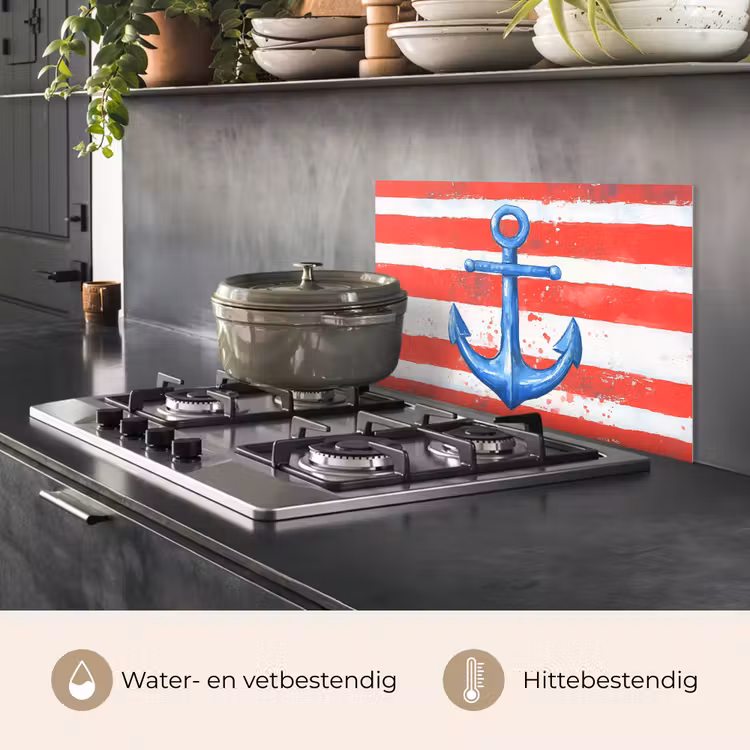 Spatscherm keuken - Anker - Verfspatten - Rood - Blauw — 7