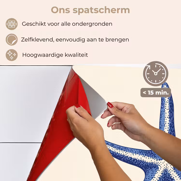 Spatscherm keuken - Blauwe zeester - Minimalistisch - Beige — 4