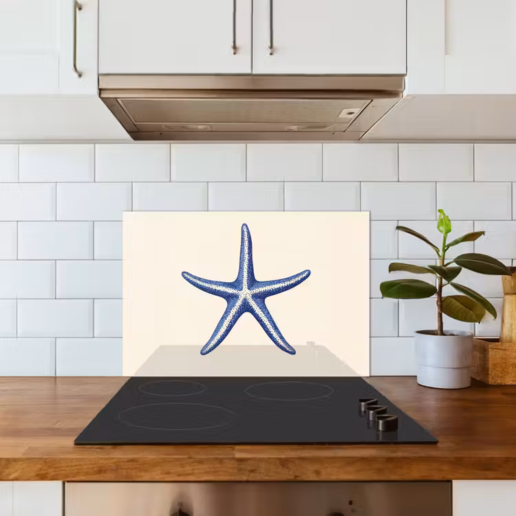 Spatscherm keuken - Blauwe zeester - Minimalistisch - Beige — 6
