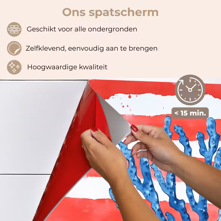 Spatscherm keuken - Koraal - Verfstructuur - Rood - Blauw — 4