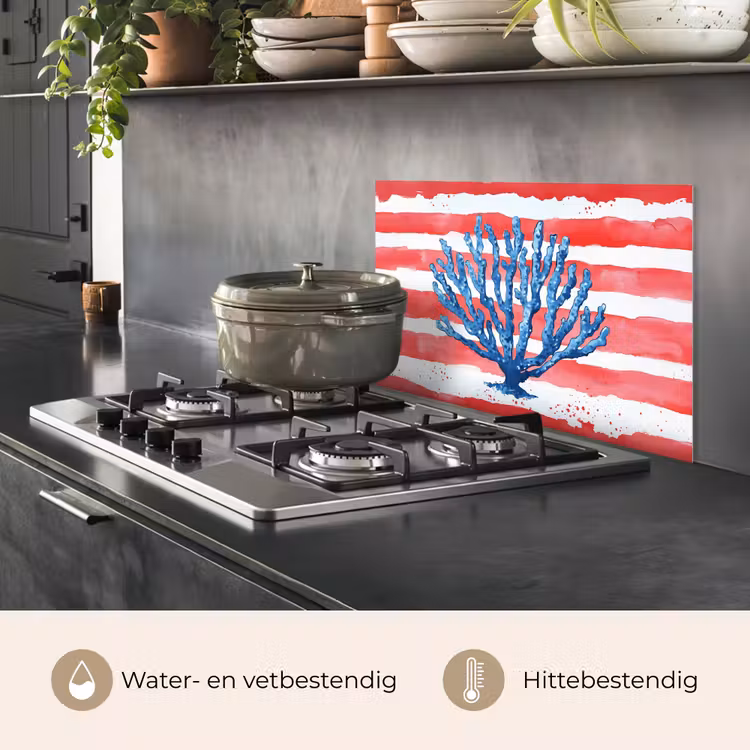 Spatscherm keuken - Koraal - Verfstructuur - Rood - Blauw — 7