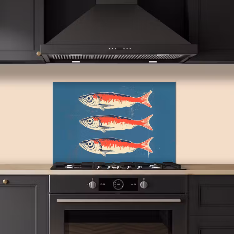 Spatscherm keuken - Vissen - Rood - Blauw — 2