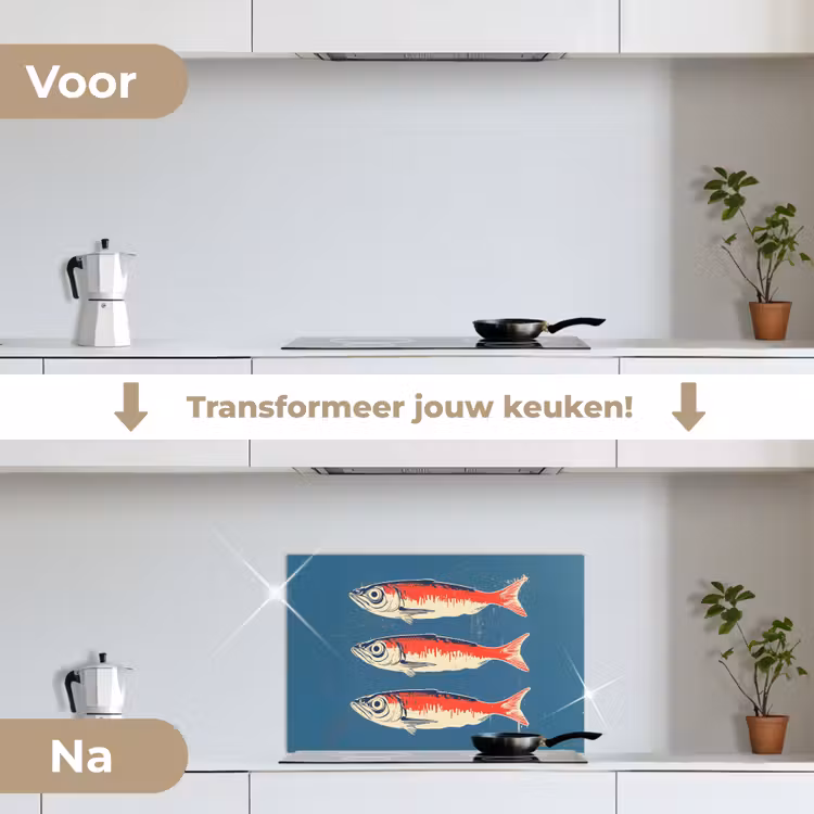 Spatscherm keuken - Vissen - Rood - Blauw — 3