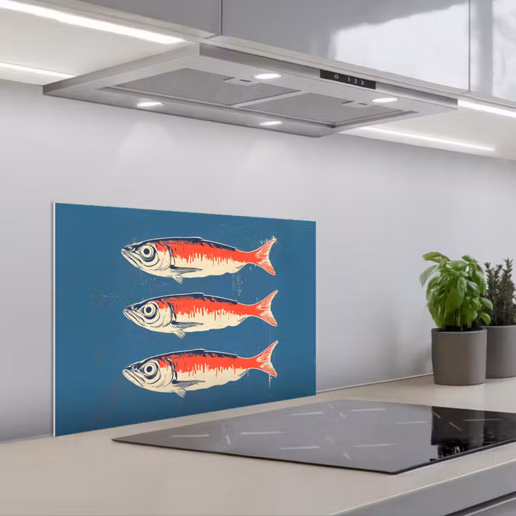 Spatscherm keuken - Vissen - Rood - Blauw — 5