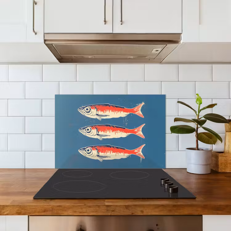 Spatscherm keuken - Vissen - Rood - Blauw — 6