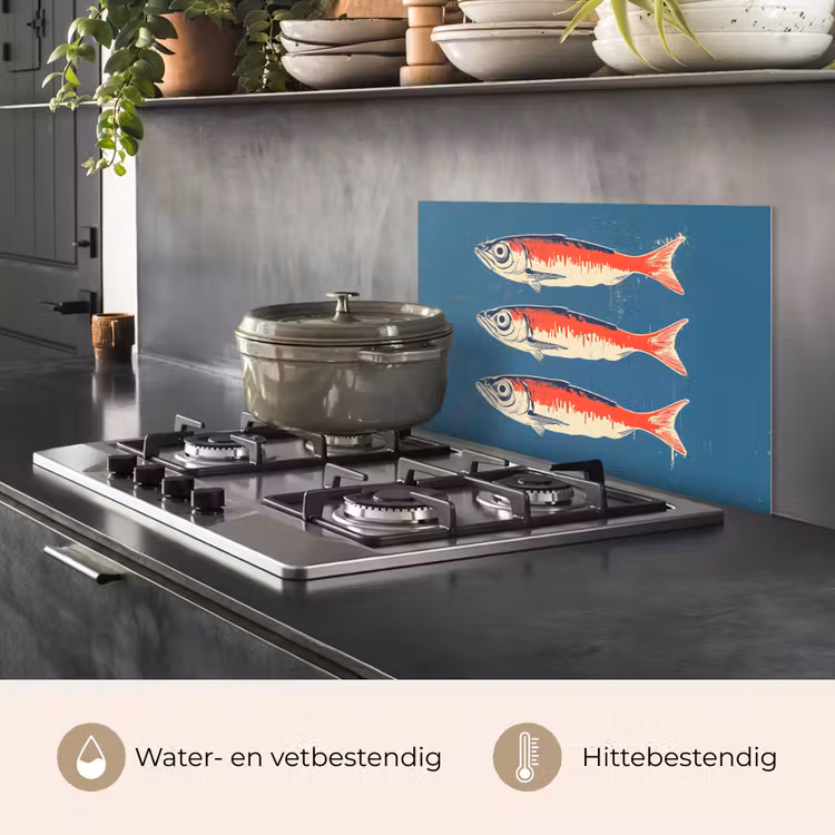 Spatscherm keuken - Vissen - Rood - Blauw — 7