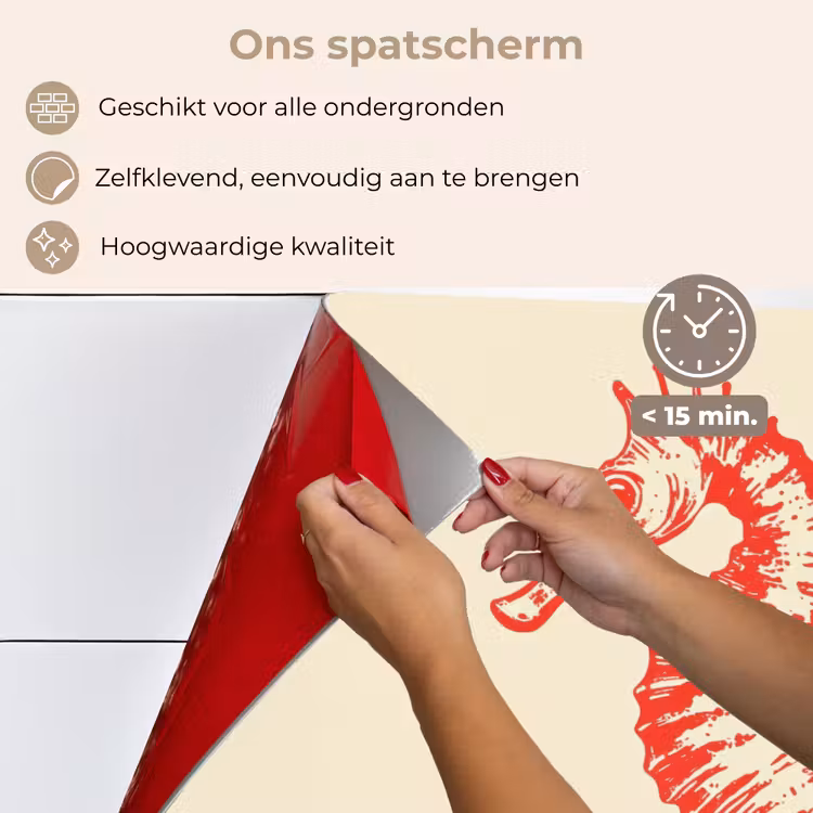 Spatscherm keuken - Zeepaardje - Rood - Fijne details — 4