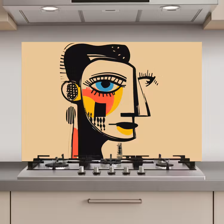 Spatscherm keuken - Geometrisch - Felle kleuren - Kubistische stijl — 1