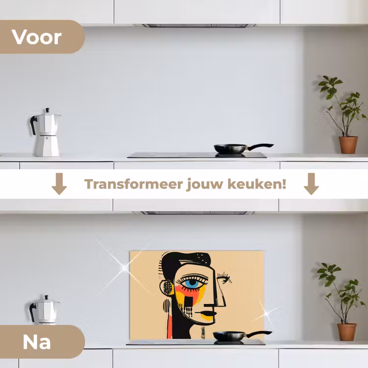 Spatscherm keuken - Geometrisch - Felle kleuren - Kubistische stijl — 3
