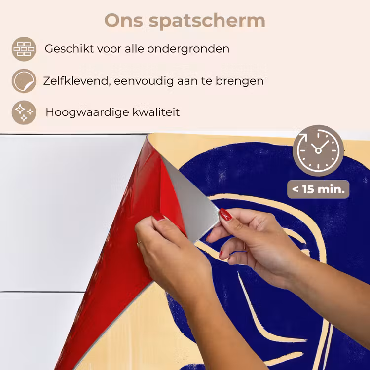 Spatscherm keuken - Okergeel - Blauw - Eenvoudige lijnen — 4