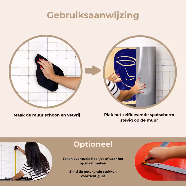 Spatscherm keuken - Okergeel - Blauw - Eenvoudige lijnen — 8