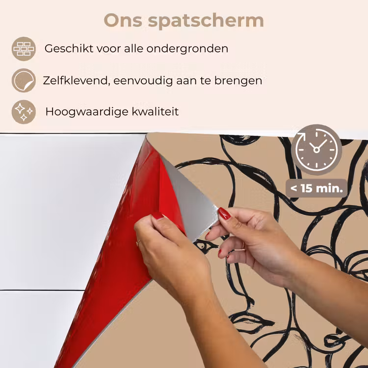 Spatscherm keuken - Gezichtenzee - Lijntekening - Abstract — 4