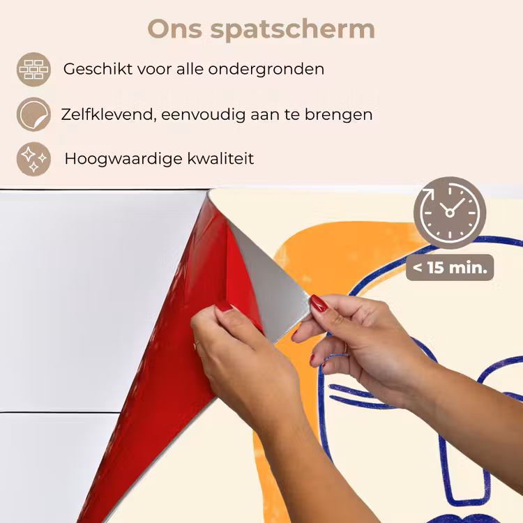 Spatscherm keuken - Minimalistisch - Gezicht - Hand - Oranje - Blauw — 4
