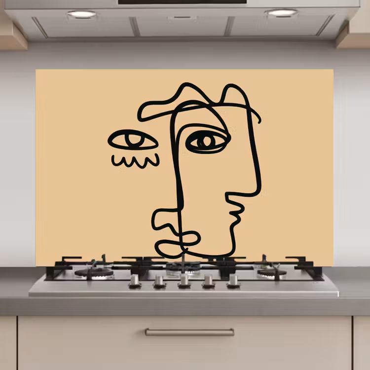 Spatscherm keuken - Overlappende profielen - Lichtbruin - Zwart — 1