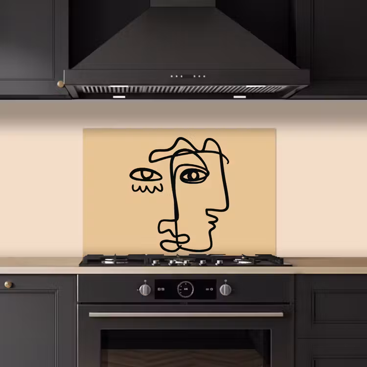Spatscherm keuken - Overlappende profielen - Lichtbruin - Zwart — 2