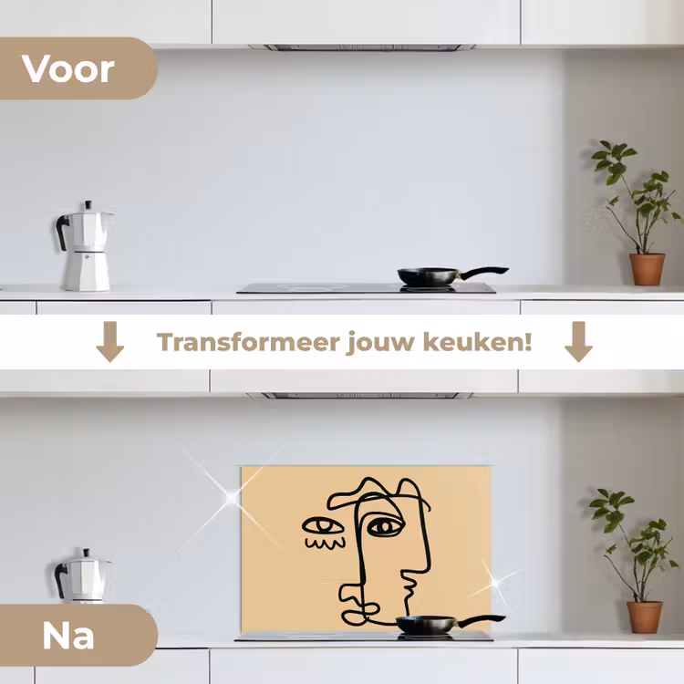 Spatscherm keuken - Overlappende profielen - Lichtbruin - Zwart — 3
