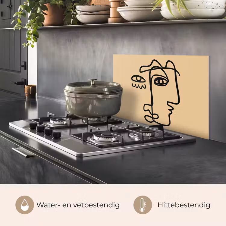Spatscherm keuken - Overlappende profielen - Lichtbruin - Zwart — 7