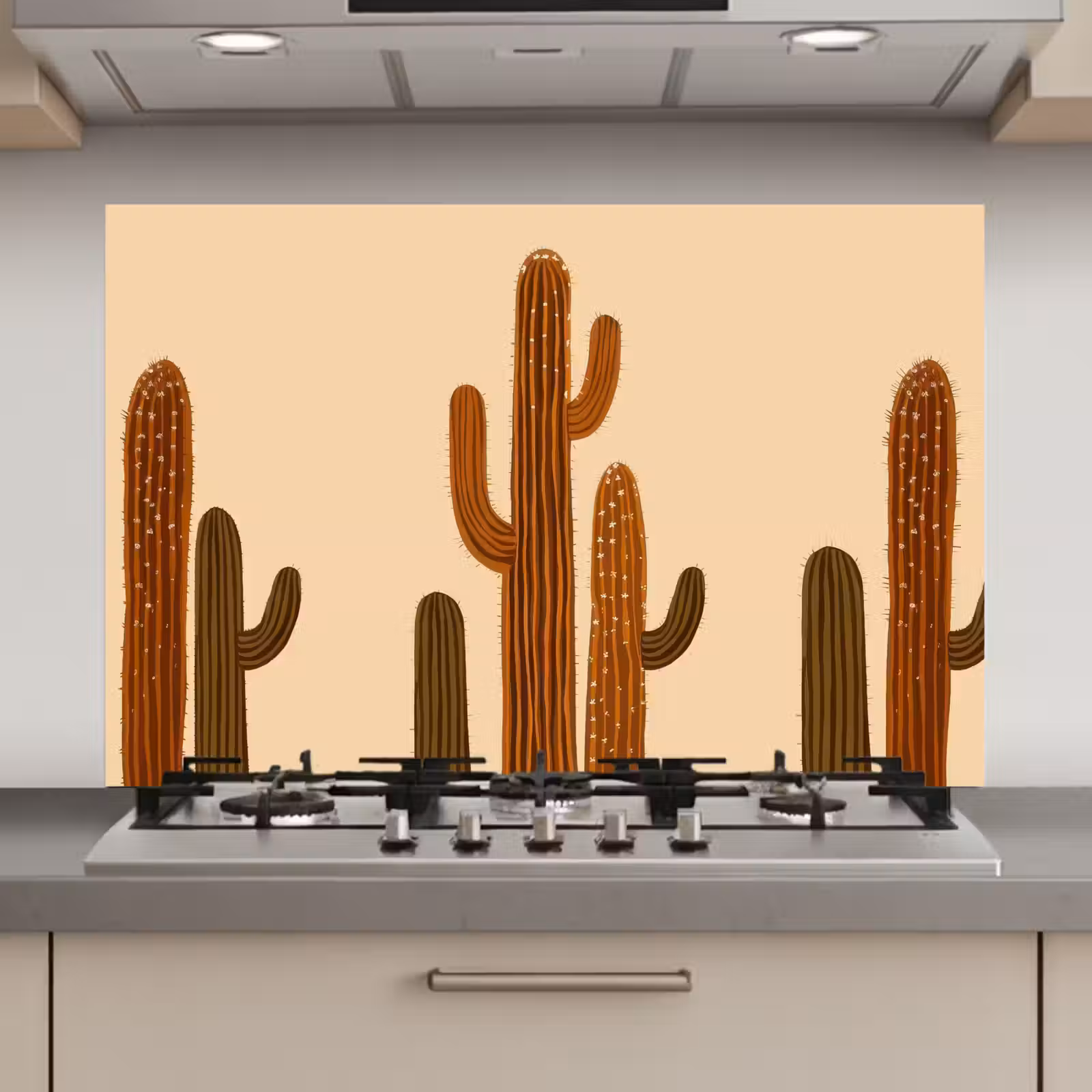 Spatscherm keuken - Cactus - Woestijn - Zand - Bruin — 1