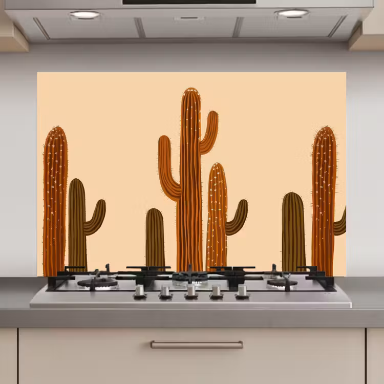 Spatscherm keuken - Cactus - Woestijn - Zand - Bruin — 1