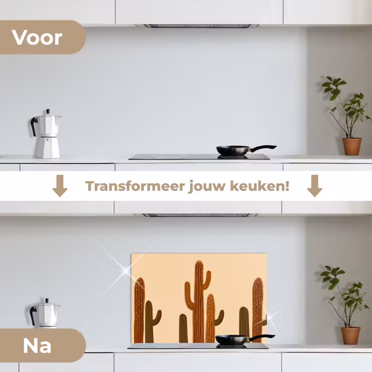 Spatscherm keuken - Cactus - Woestijn - Zand - Bruin — 3