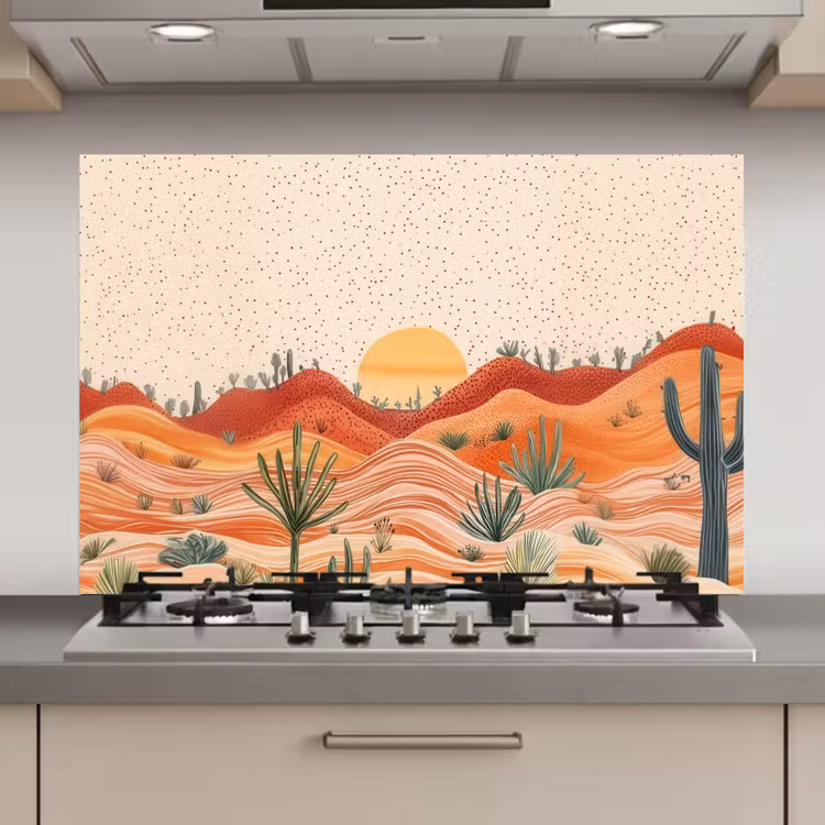 Spatscherm keuken - Landschap - Heuvels - Zonsondergang — 1