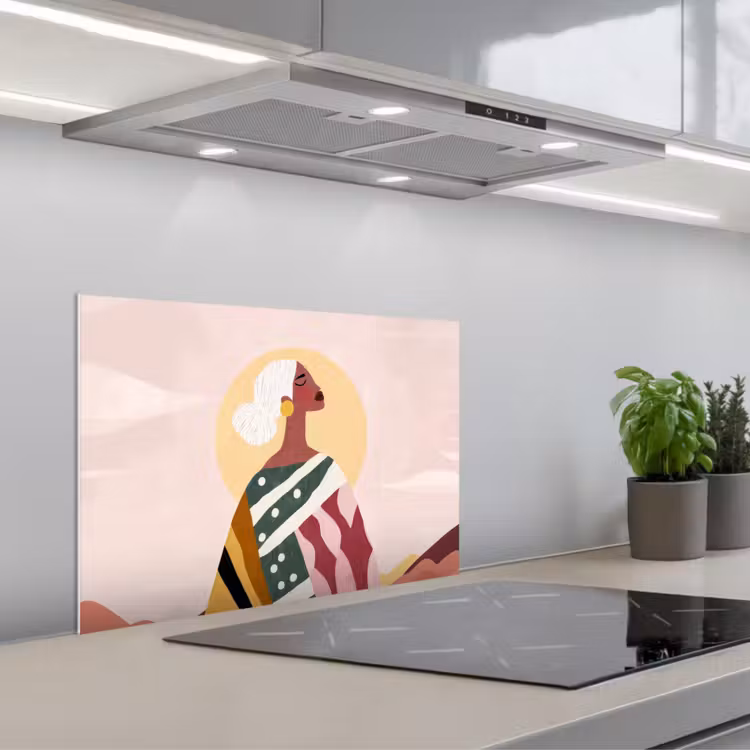 Spatscherm keuken - Vrouw - Zon - Kleurrijk — 5