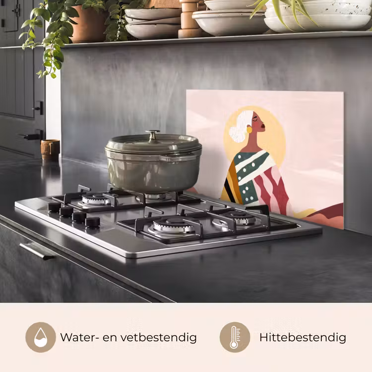 Spatscherm keuken - Vrouw - Zon - Kleurrijk — 7