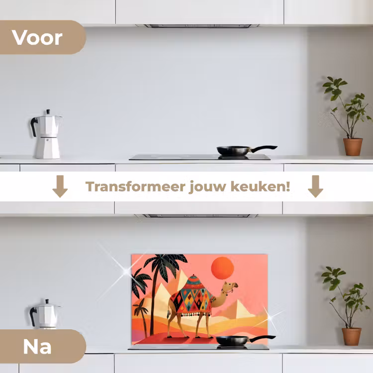 Spatscherm keuken - Kameel - Pyramides - Rode zon — 3