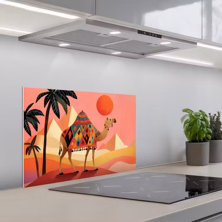 Spatscherm keuken - Kameel - Pyramides - Rode zon — 5
