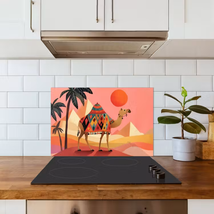 Spatscherm keuken - Kameel - Pyramides - Rode zon — 6