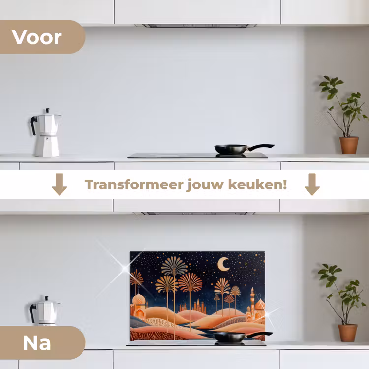 Spatscherm keuken - Sterrenhemel - Palmen - Rivier — 3