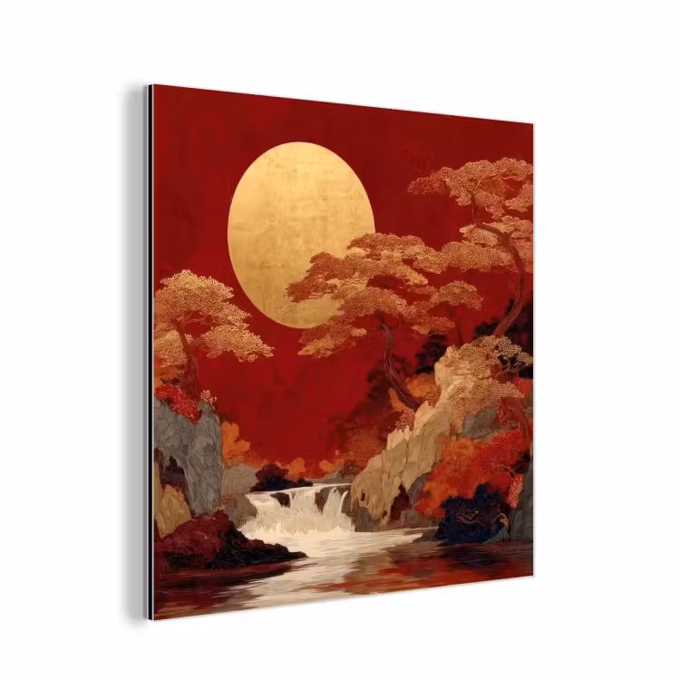 Aluminium schilderij - Volle maan - Landschap - Waterval — 1