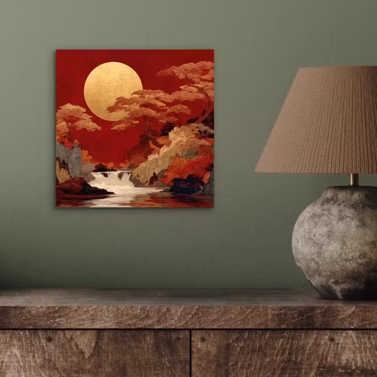 Aluminium schilderij - Volle maan - Landschap - Waterval — 3