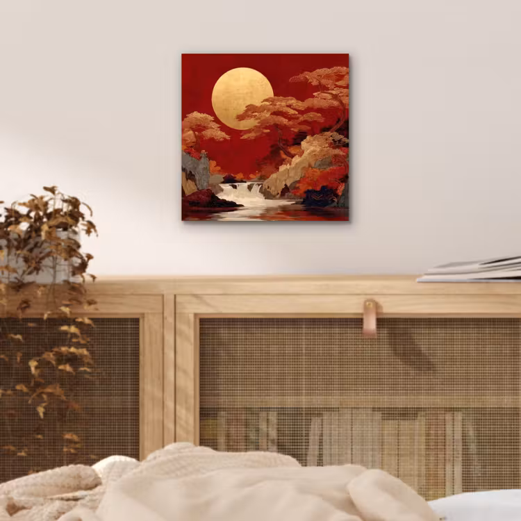 Aluminium schilderij - Volle maan - Landschap - Waterval — 4