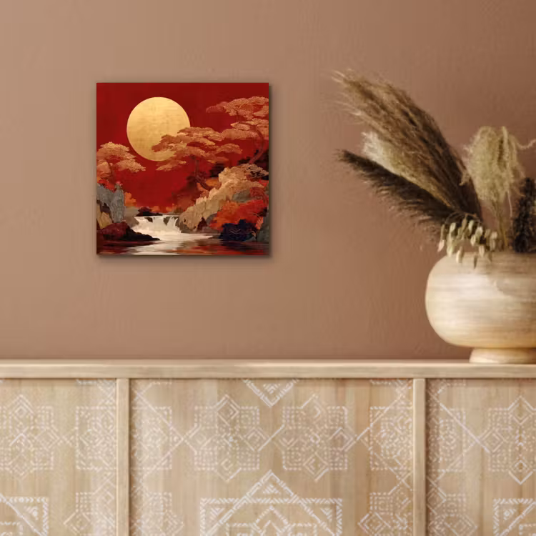 Aluminium schilderij - Volle maan - Landschap - Waterval — 5