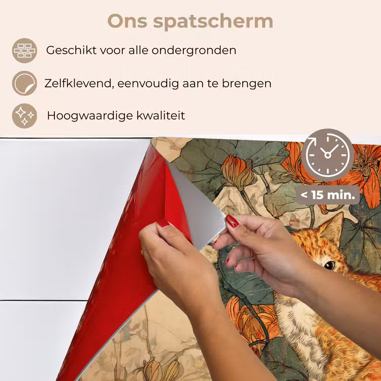 Spatscherm keuken - Kat - Sierlijk - Bloemen — 4