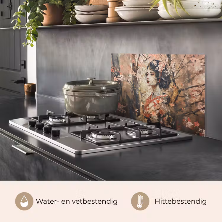 Spatscherm keuken - Kimono - Vrouw - kersenbomen — 7