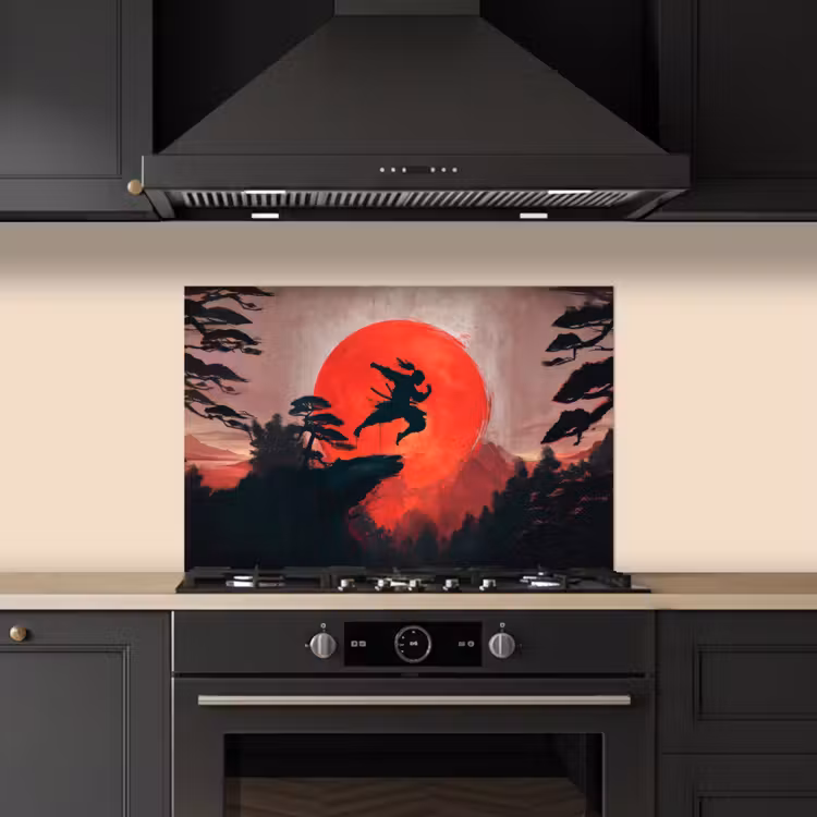 Spatscherm keuken - Zon - Krijger - Bomen - Bergen — 2
