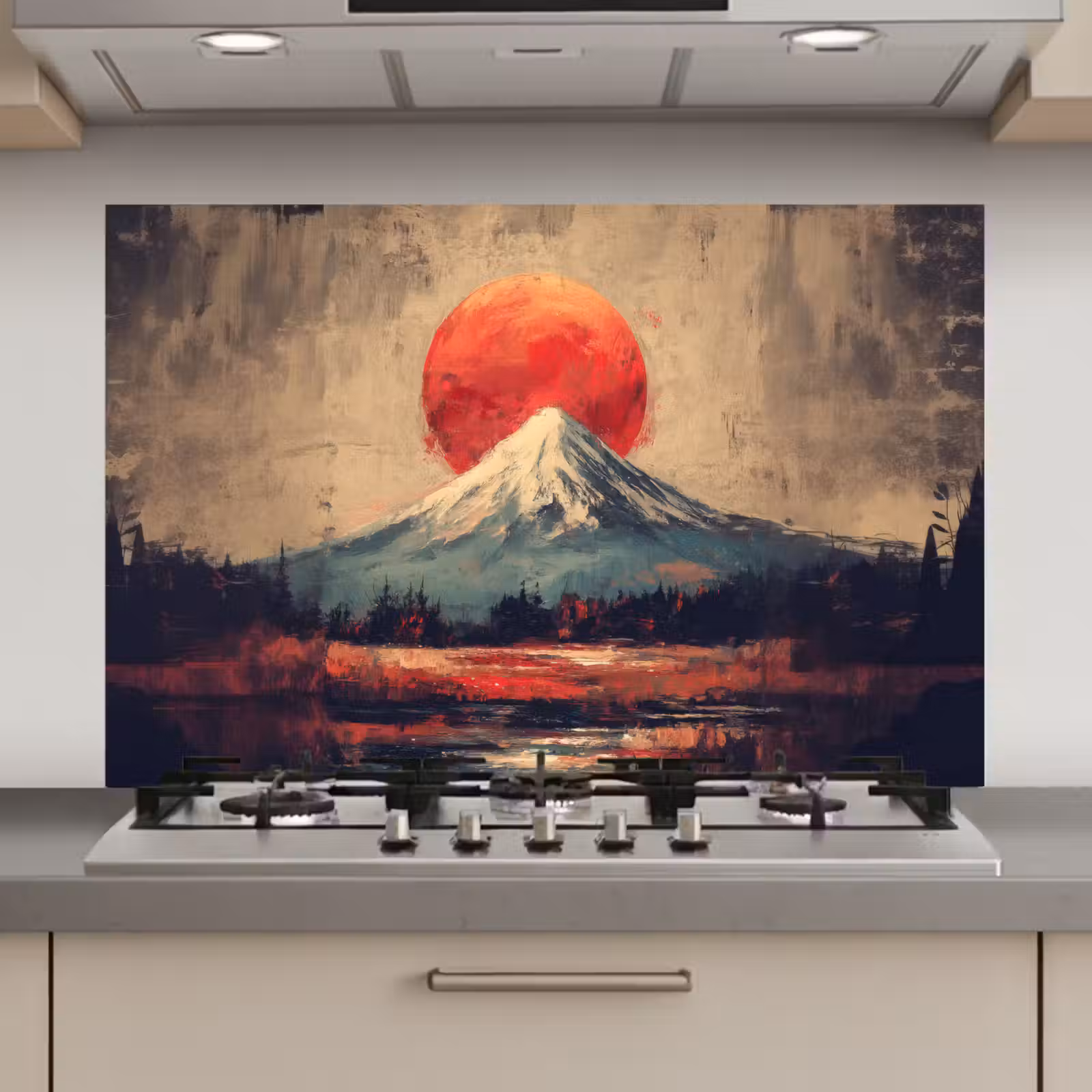 Spatscherm keuken - Bergtop - Sneeuw - Zon — 1